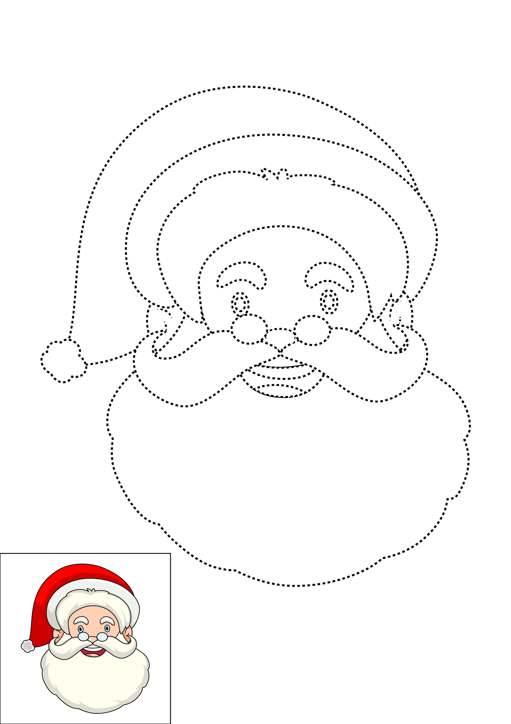 How to Draw A Santa Face Step by Step Printable Dotted
