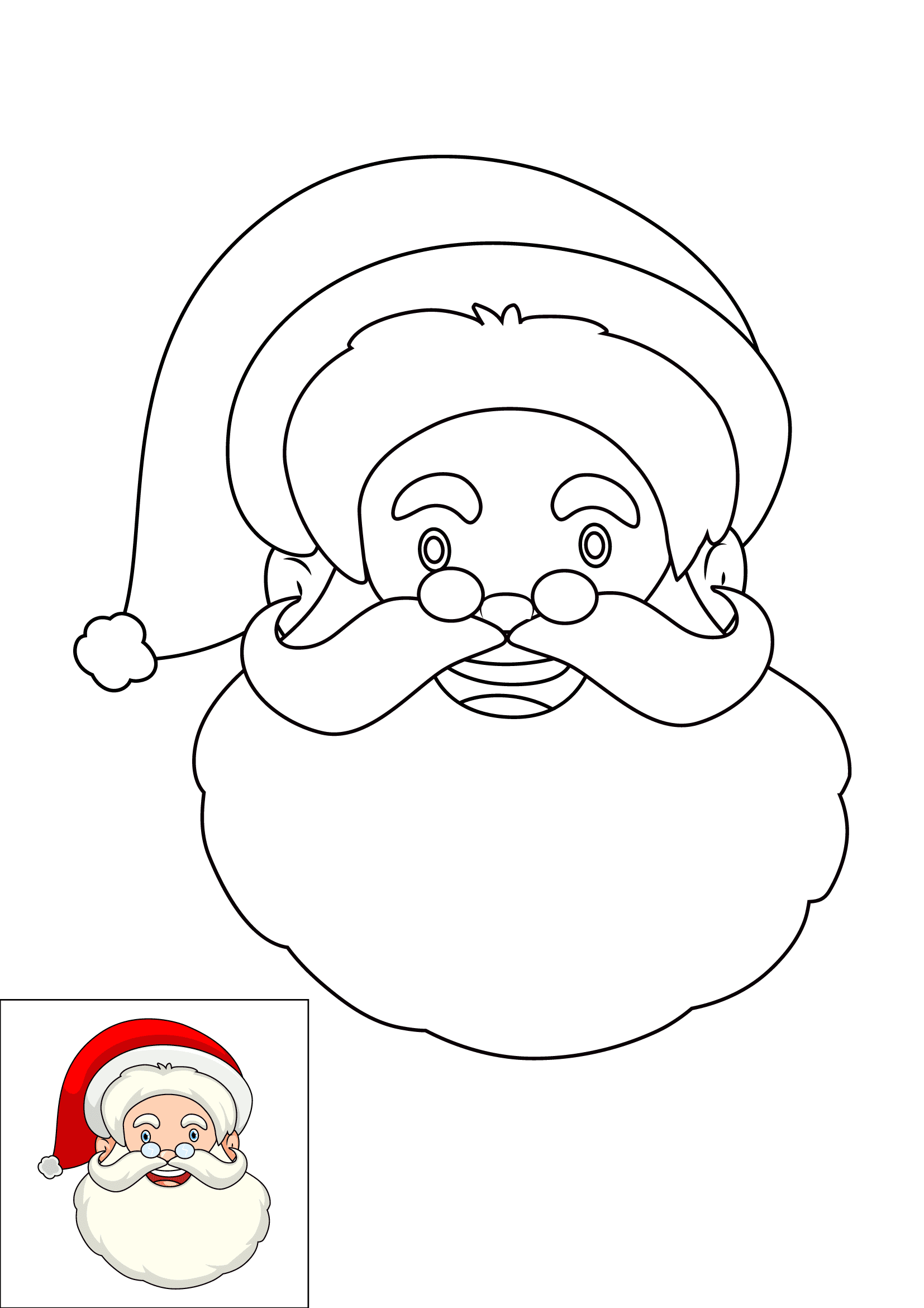 How to Draw A Santa Face Step by Step Printable Color