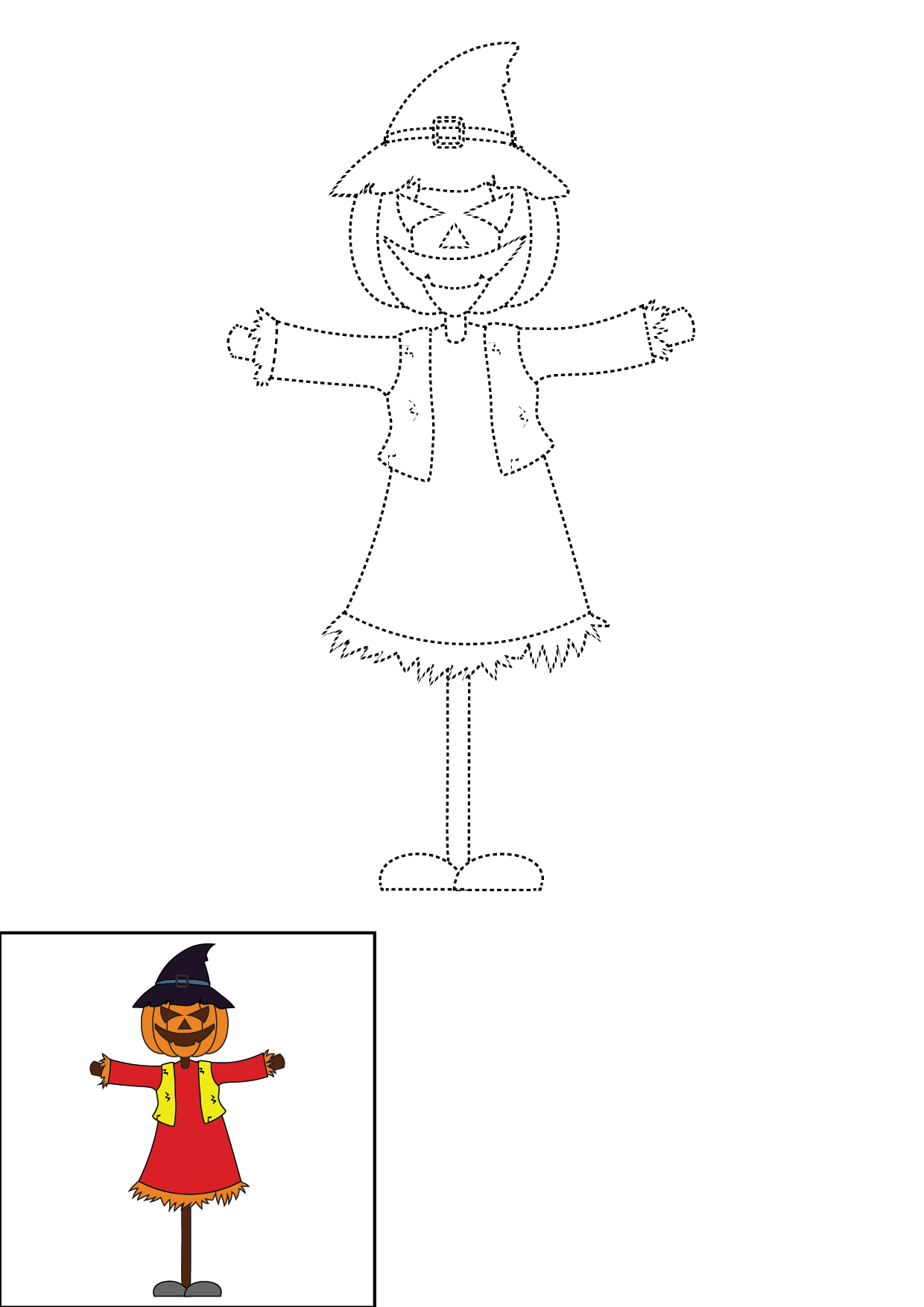 How to Draw A Scarecrow Step by Step Printable Dotted