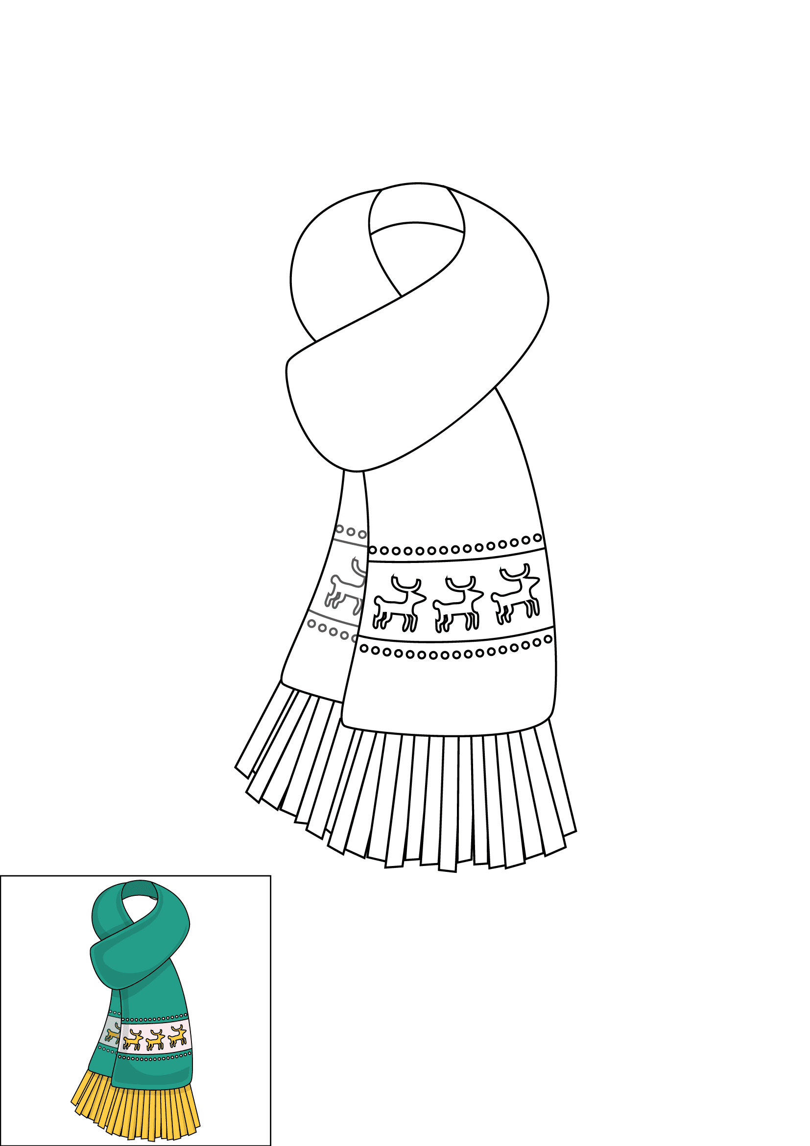 How to Draw A Scarf Step by Step Printable Color