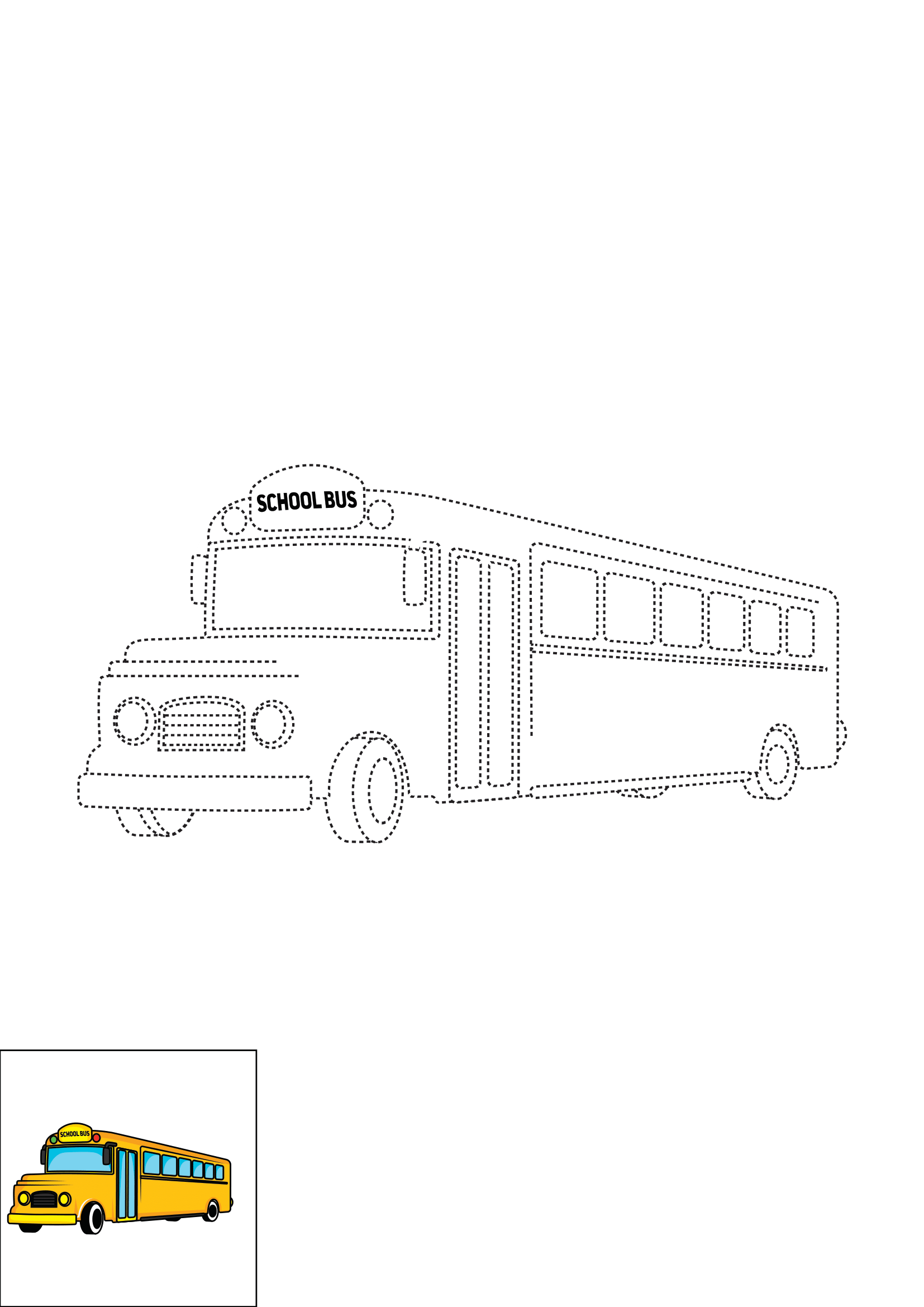 How to Draw A School Bus Step by Step Printable Dotted