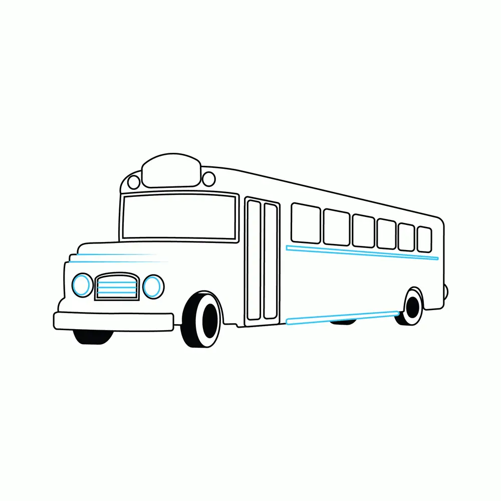 How to Draw A School Bus Step by Step Step  8