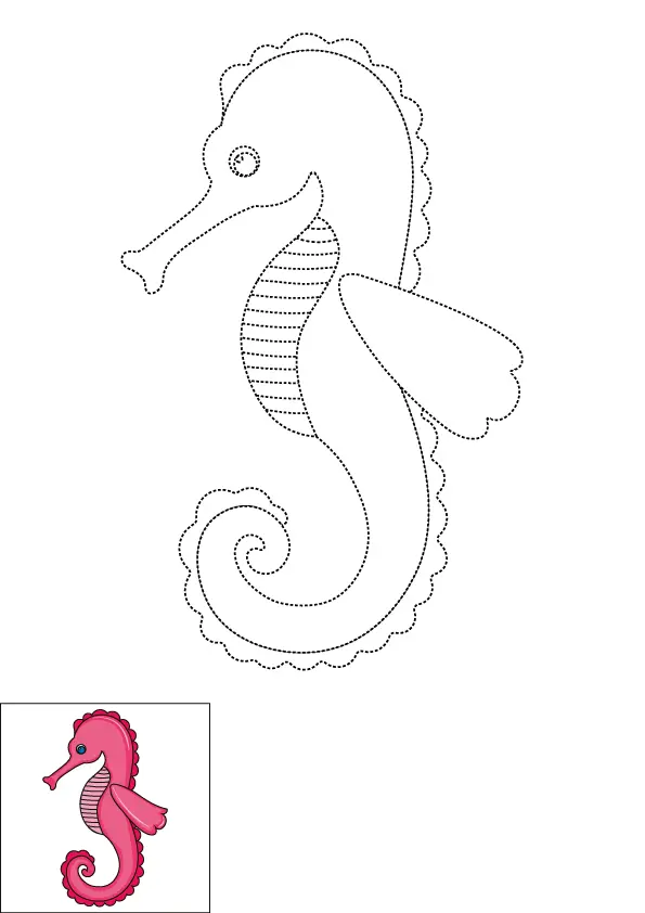How to Draw A Seahorse Step by Step Printable Dotted