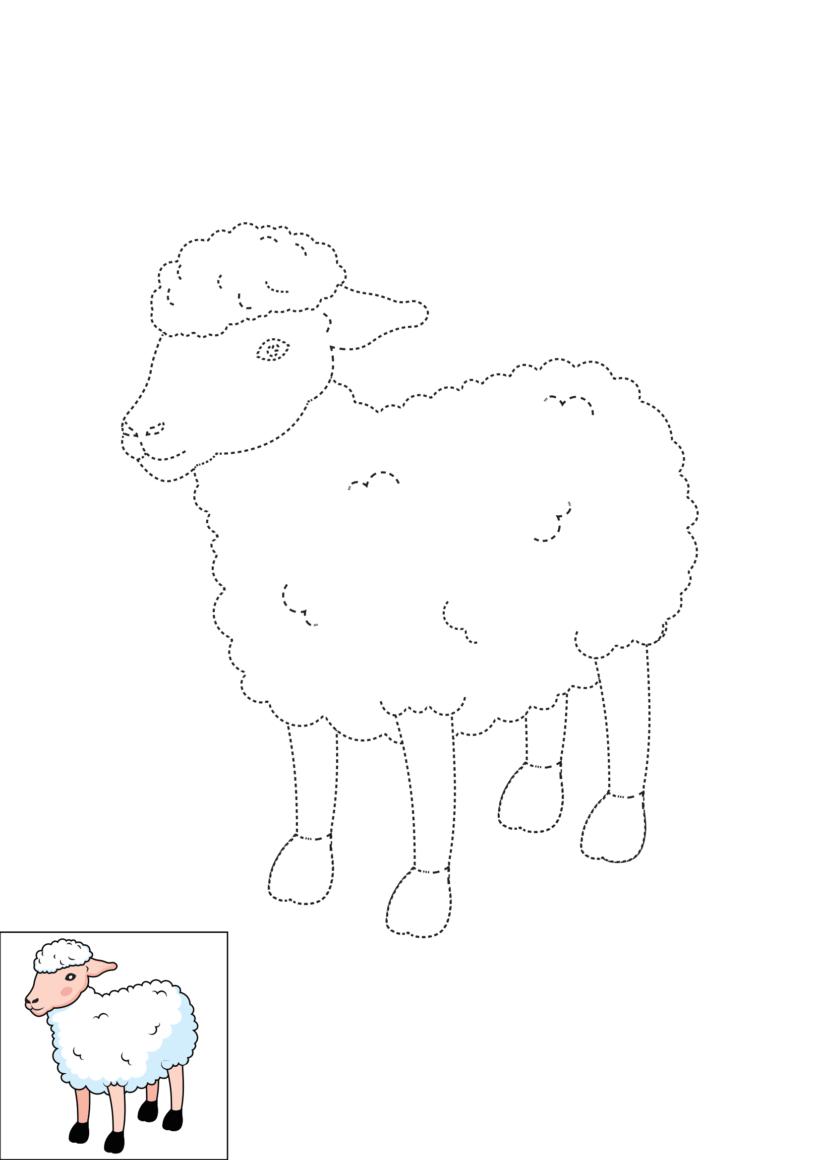 How to Draw A Sheep Step by Step Printable Dotted