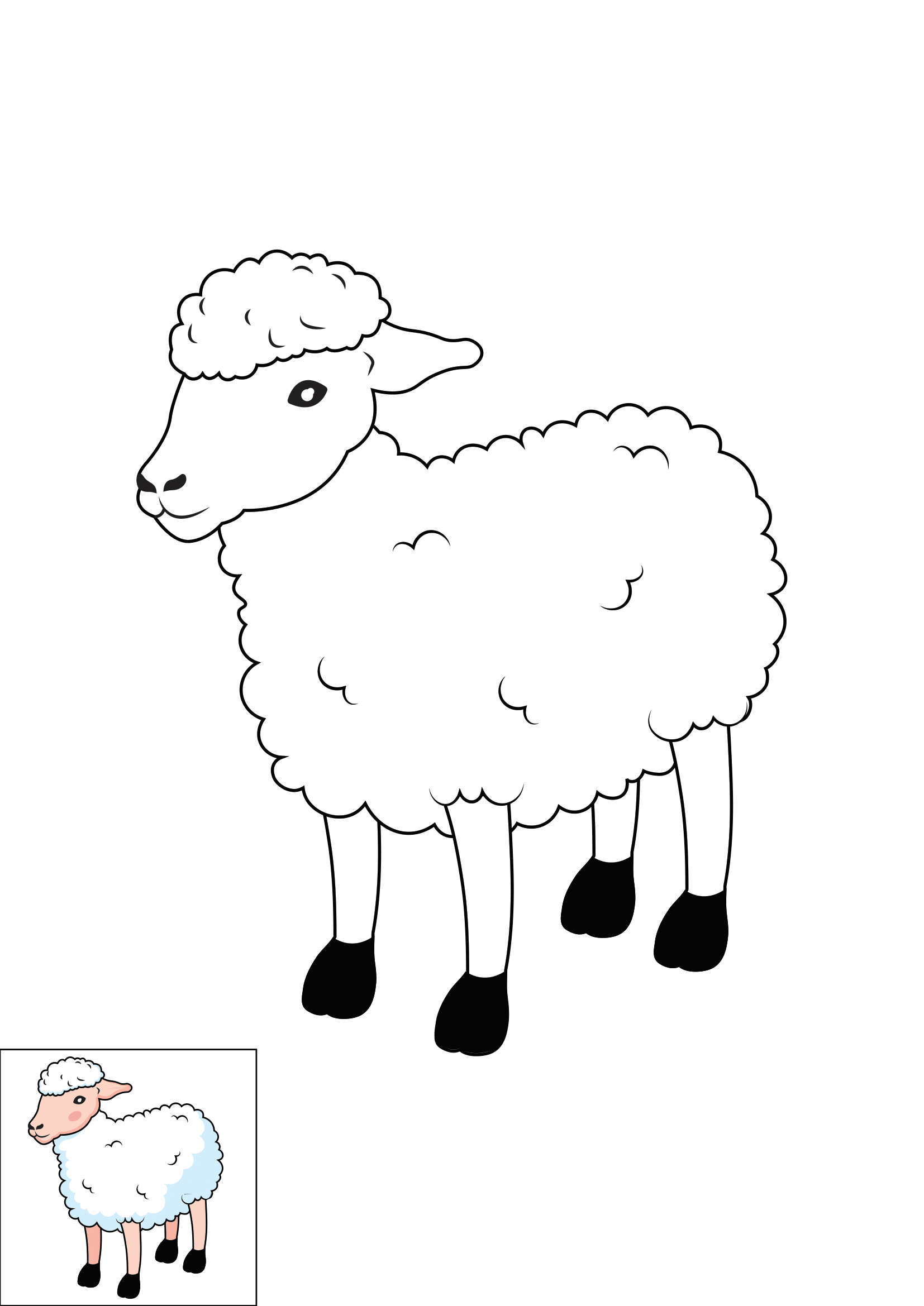 How to Draw A Sheep Step by Step Printable Color