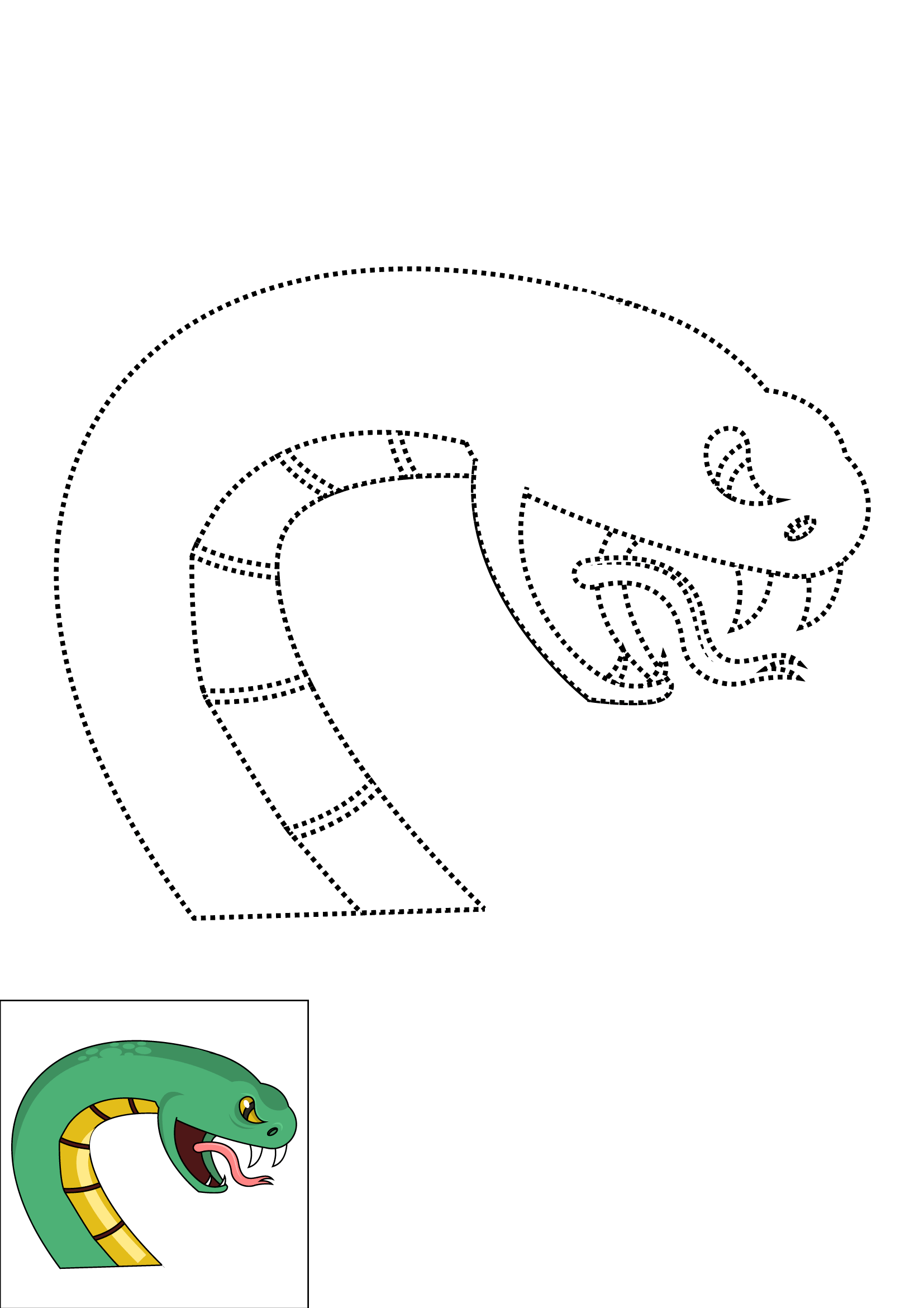 How to Draw A Snake Head Step by Step Printable Dotted