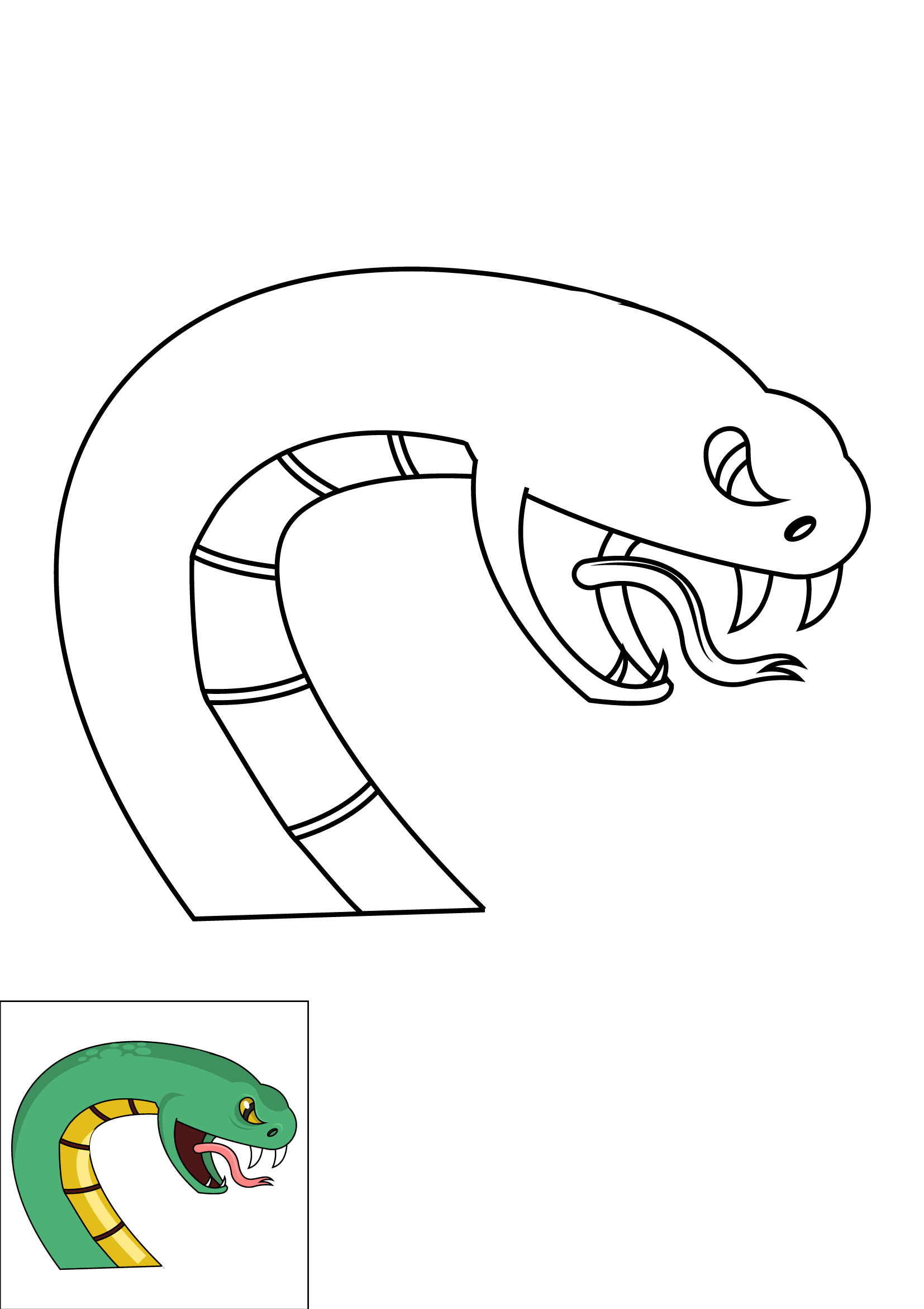 How to Draw A Snake Head Step by Step Printable Color