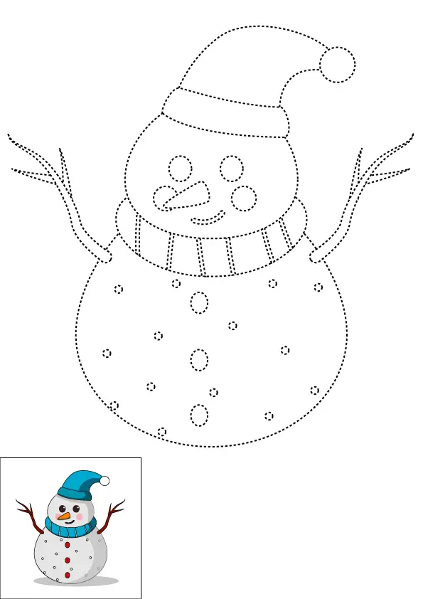 How to Draw A Snowman Step by Step Printable Dotted