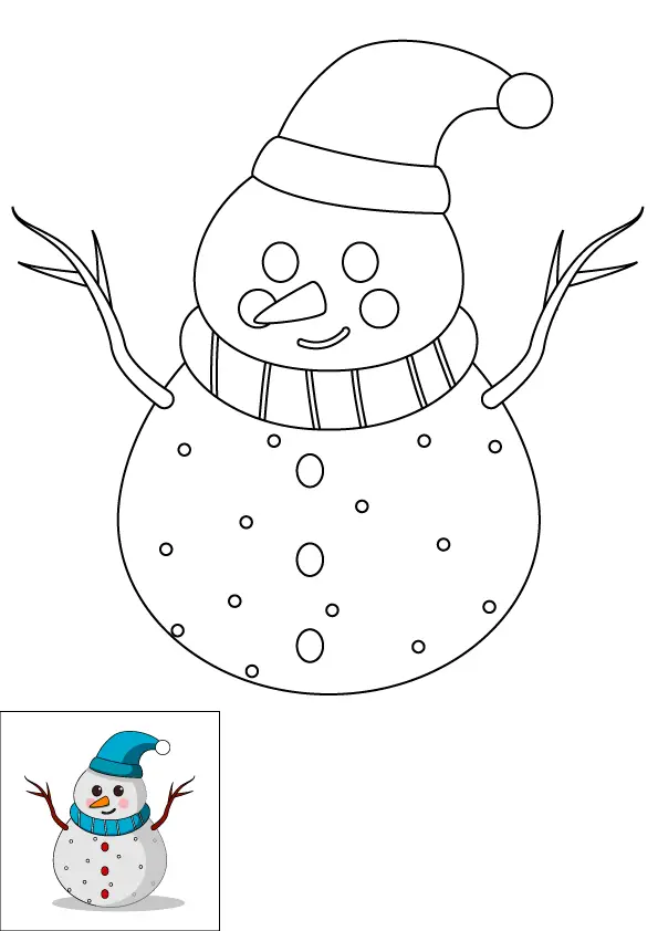 How to Draw A Snowman Step by Step Printable Color