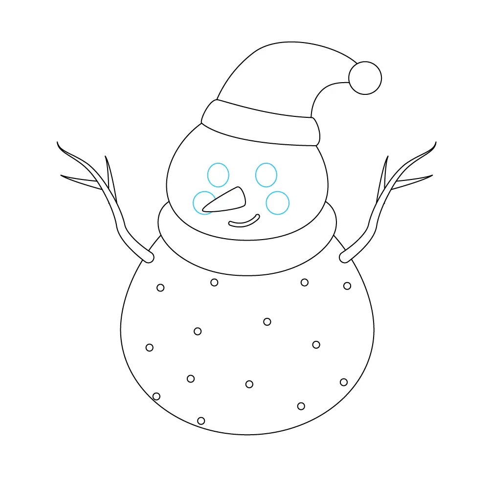 How to Draw A Snowman Step by Step Step  8