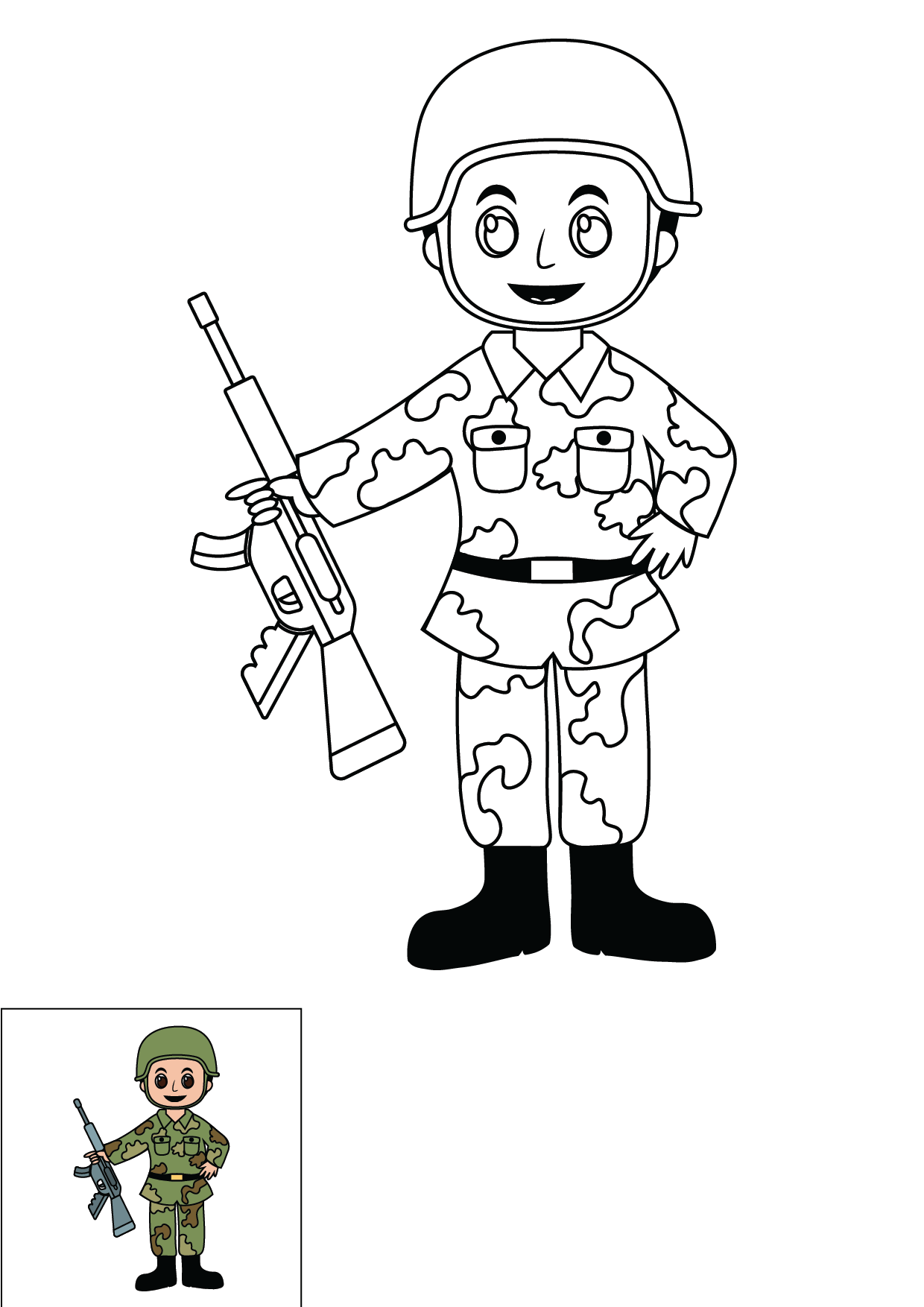 How to Draw A Soldier Step by Step Printable Color