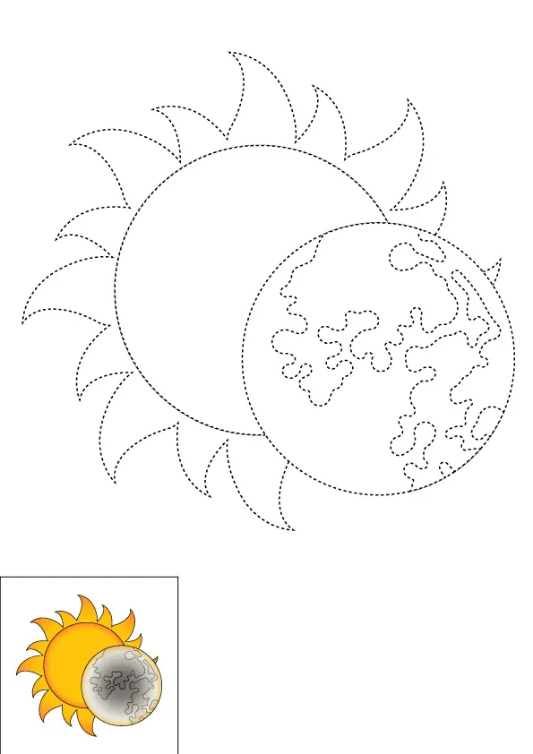 How to Draw A Sun And Moon Step by Step Printable Dotted