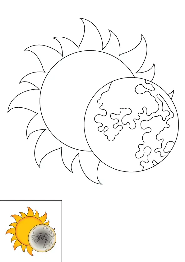 How to Draw A Sun And Moon Step by Step Printable Color