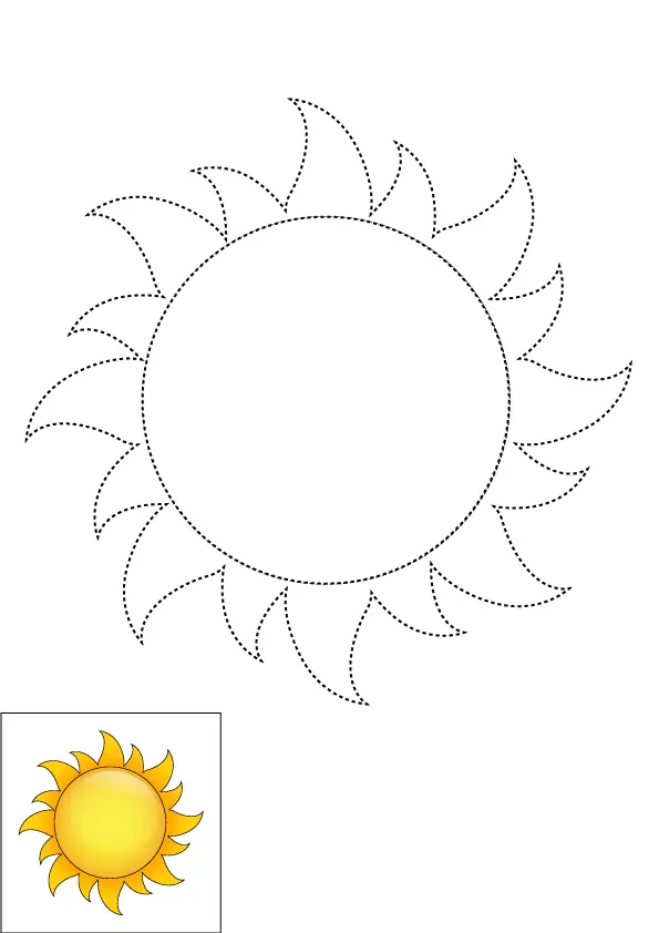 How to Draw A Sun Step by Step Printable Dotted