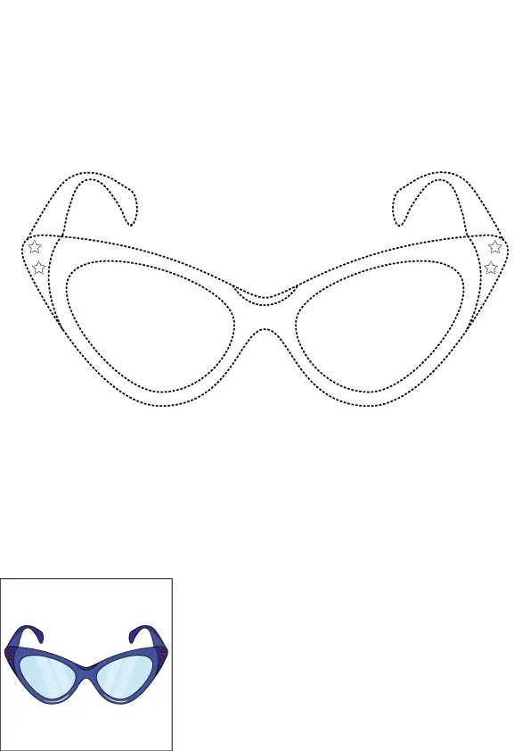 How to Draw A Sunglasses Step by Step Printable Dotted