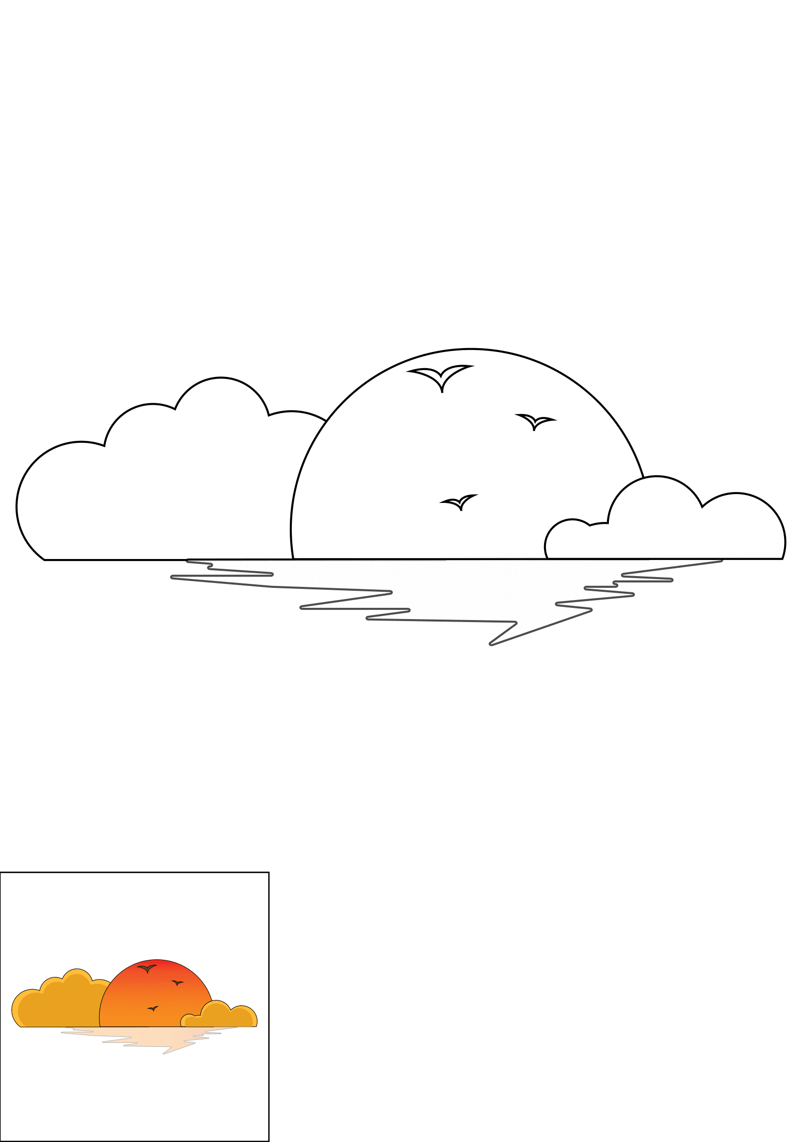How to Draw A Sunset Step by Step Printable Color