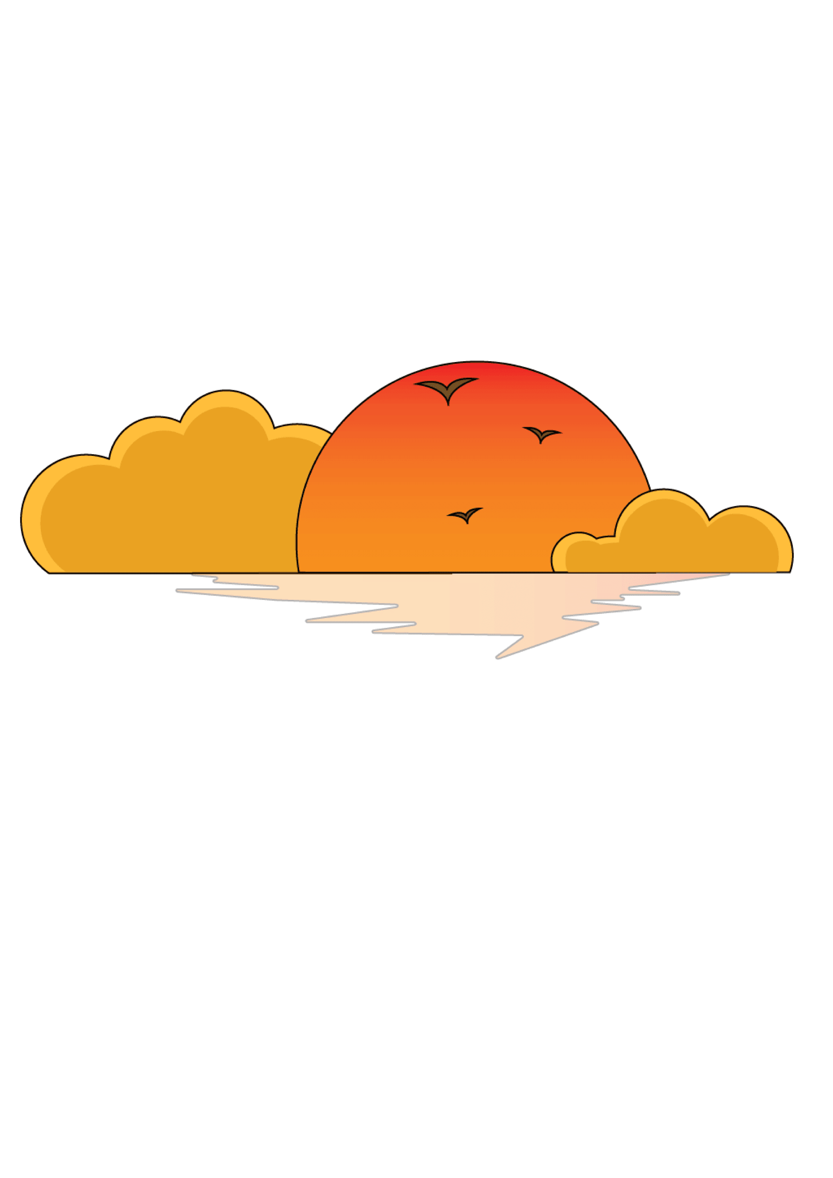 How to Draw A Sunset Step by Step Printable