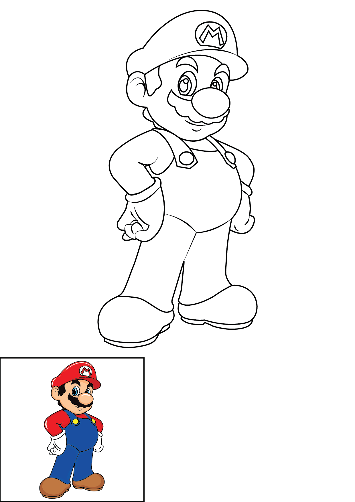 How to Draw A Super Mario Step by Step Printable Color