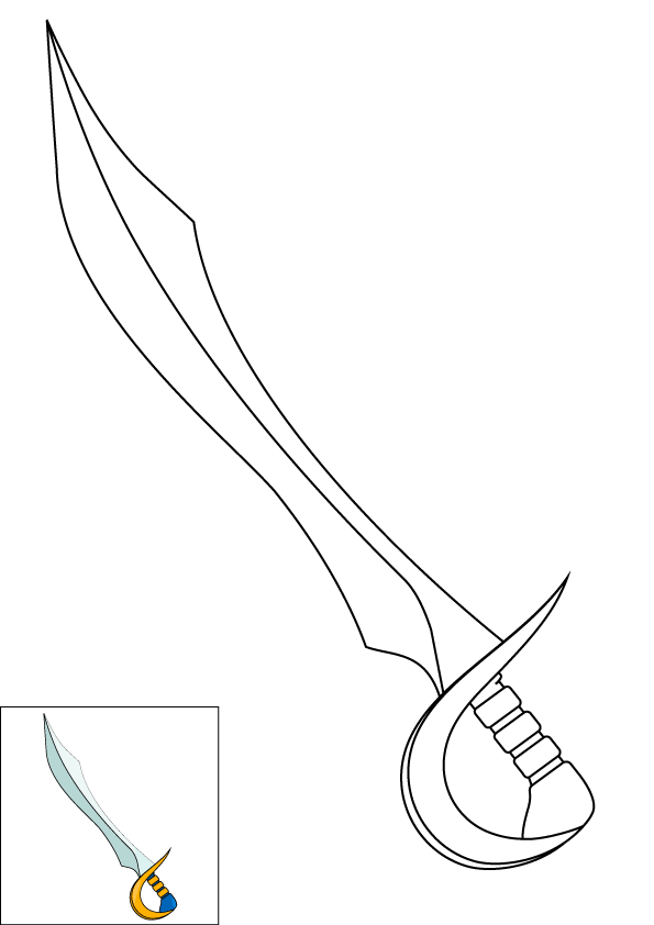 How to Draw A Sword Step by Step Printable Color