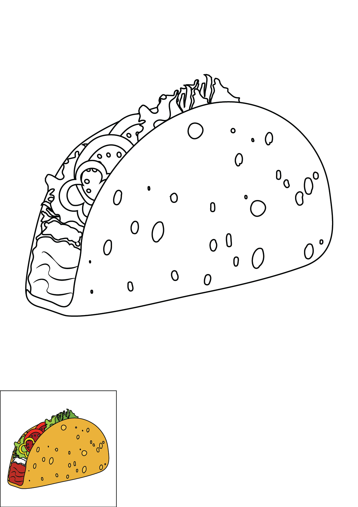 How to Draw A Taco Step by Step Printable Color