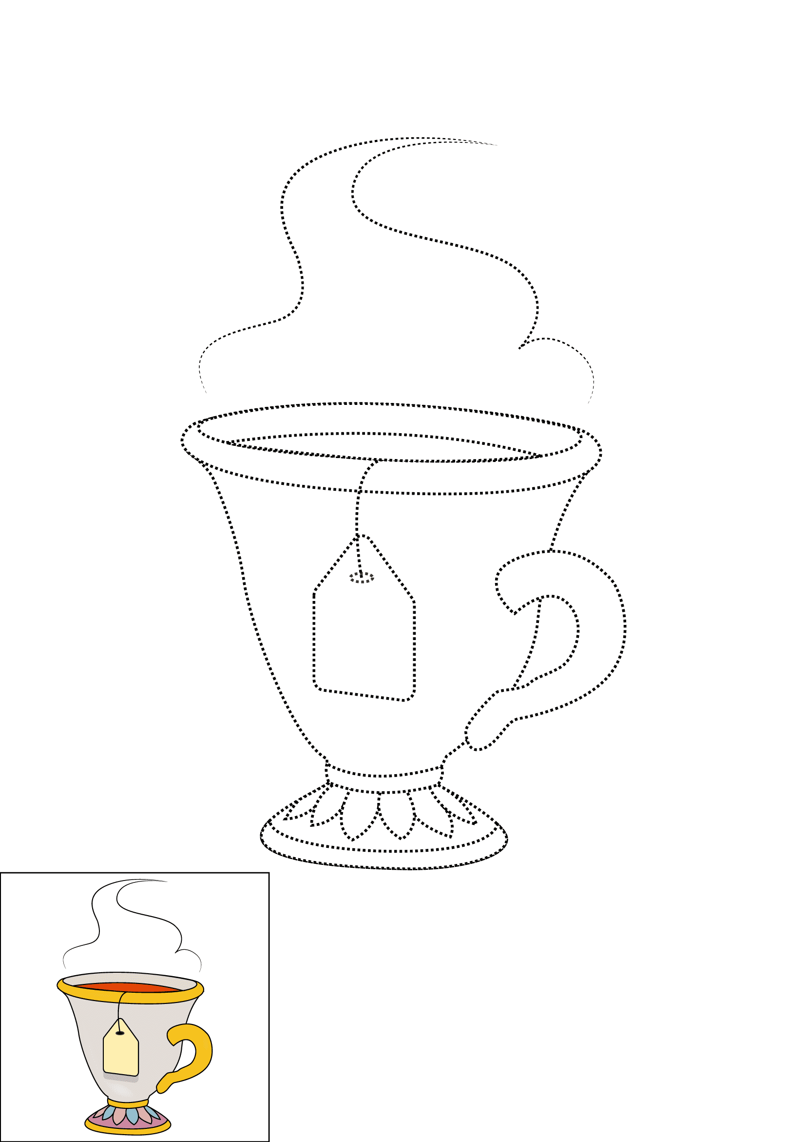 How to Draw A Tea Cup Step by Step Printable Dotted