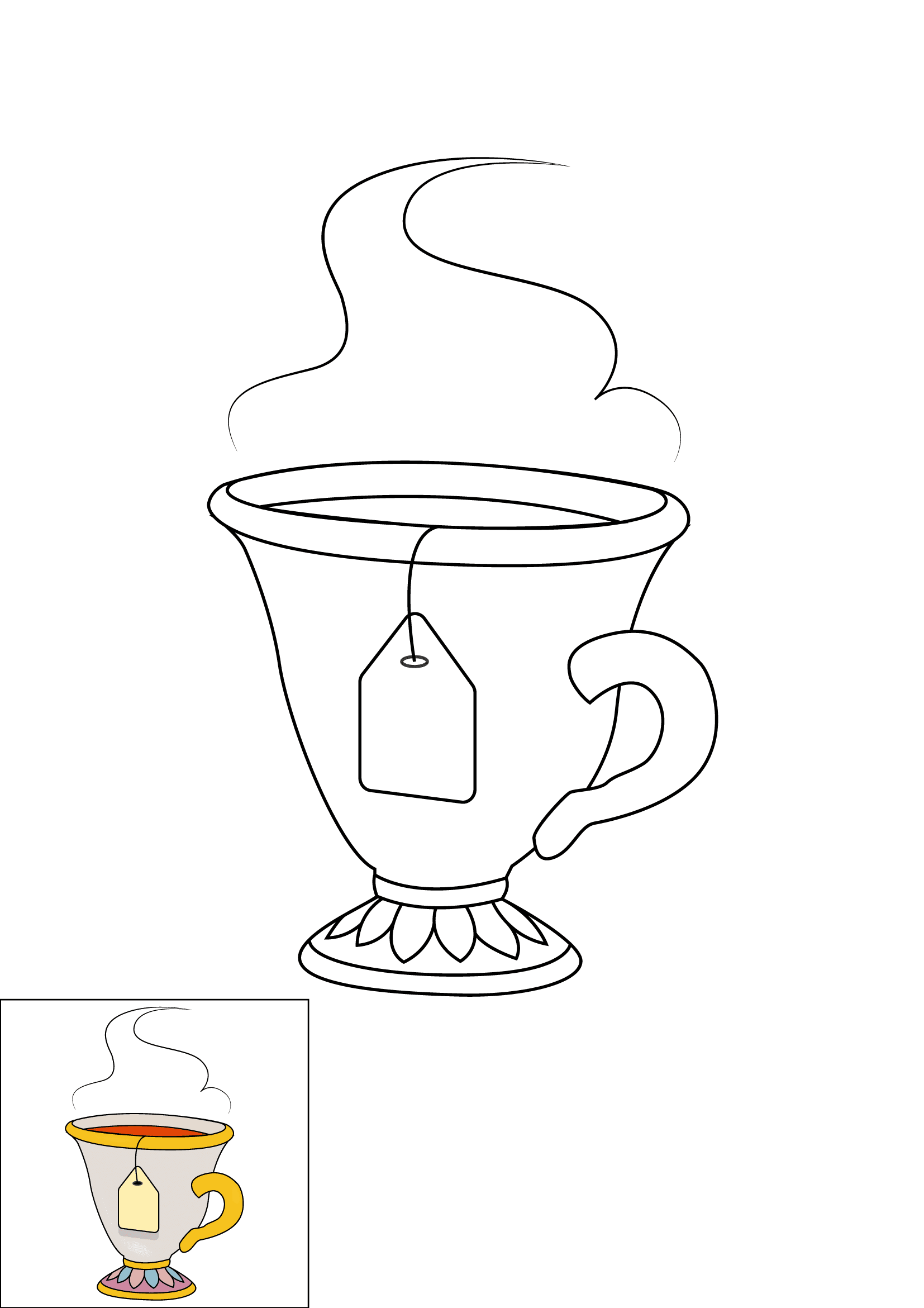 How to Draw A Tea Cup Step by Step Printable Color