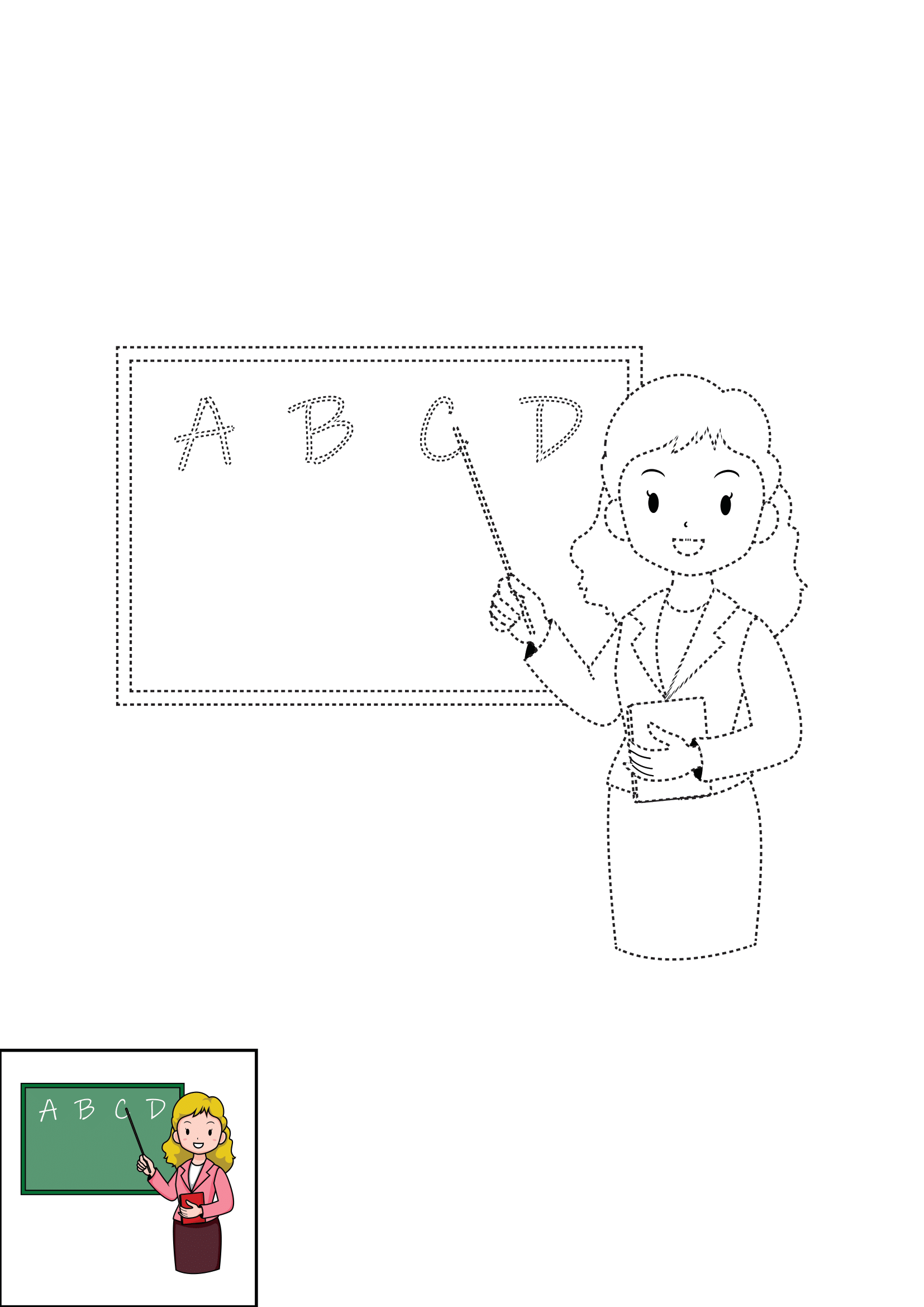 How to Draw A Teacher Step by Step Printable Dotted