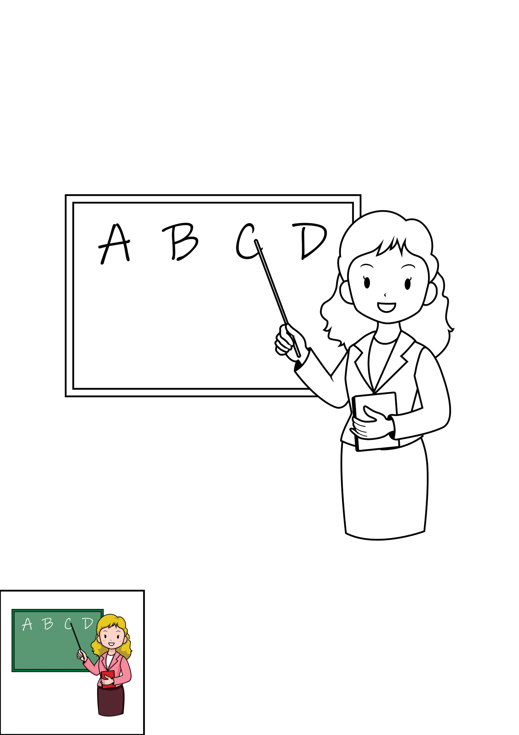 How to Draw A Teacher Step by Step Printable Color