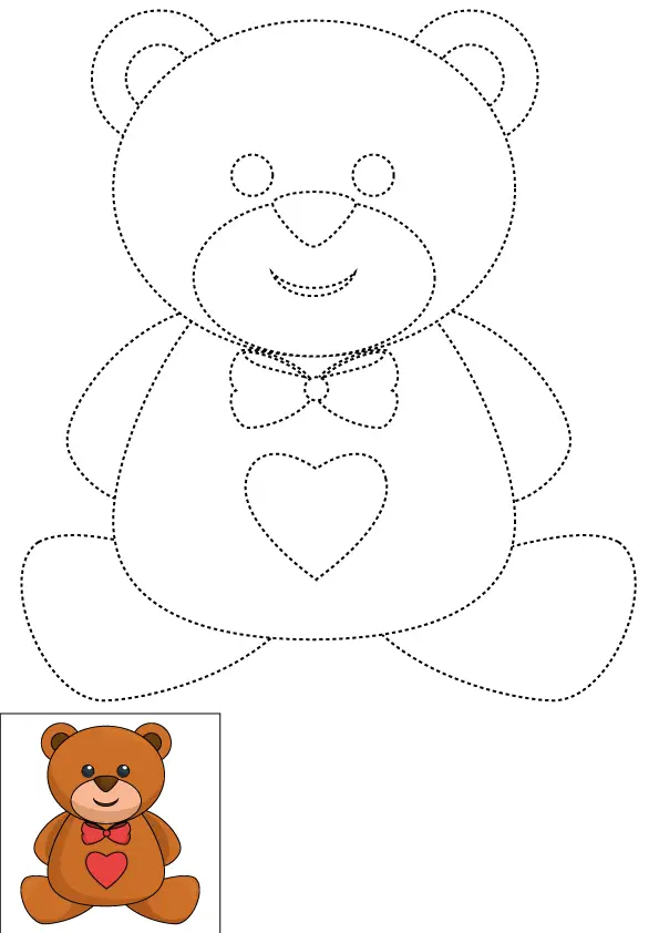 How to Draw A Teddy Bear Step by Step Printable Dotted