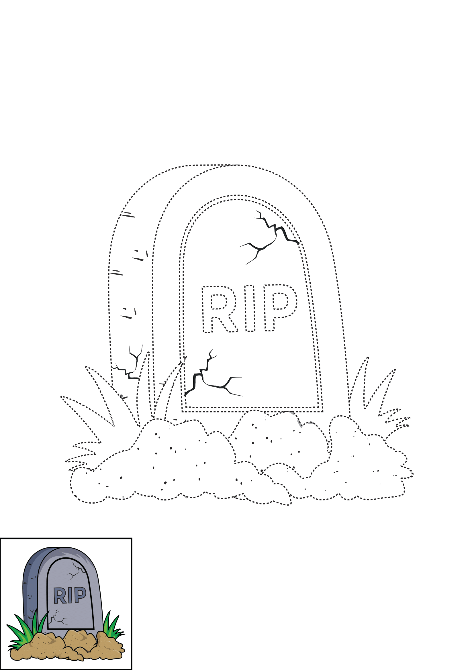 How to Draw A Tombstone Step by Step Printable Dotted