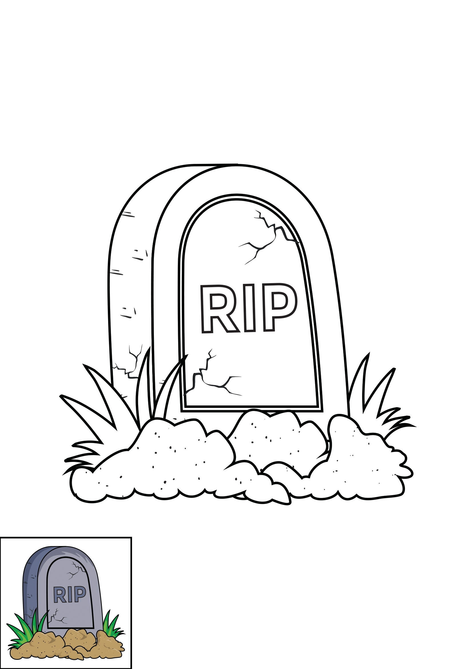 How to Draw A Tombstone Step by Step Printable Color