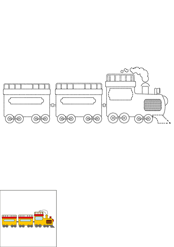 How to Draw A Train Step by Step Printable Dotted