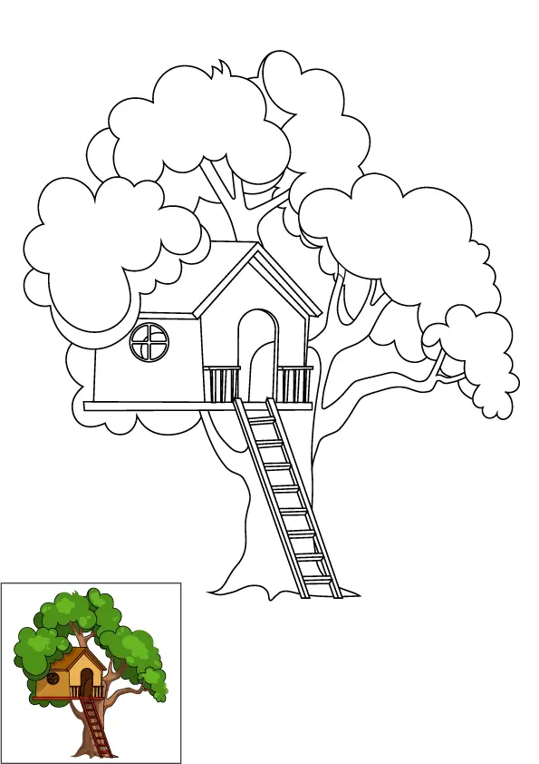 How to Draw A Tree House Step by Step Printable Color