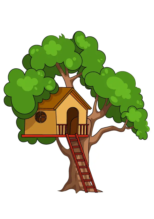 How to Draw A Tree House Step by Step Printable
