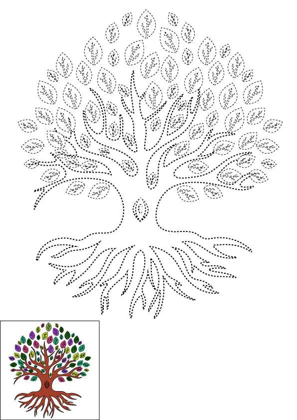 How to Draw A Tree Of Life Step by Step Printable Dotted