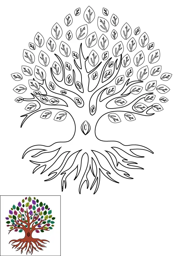 How to Draw A Tree Of Life Step by Step Printable Color