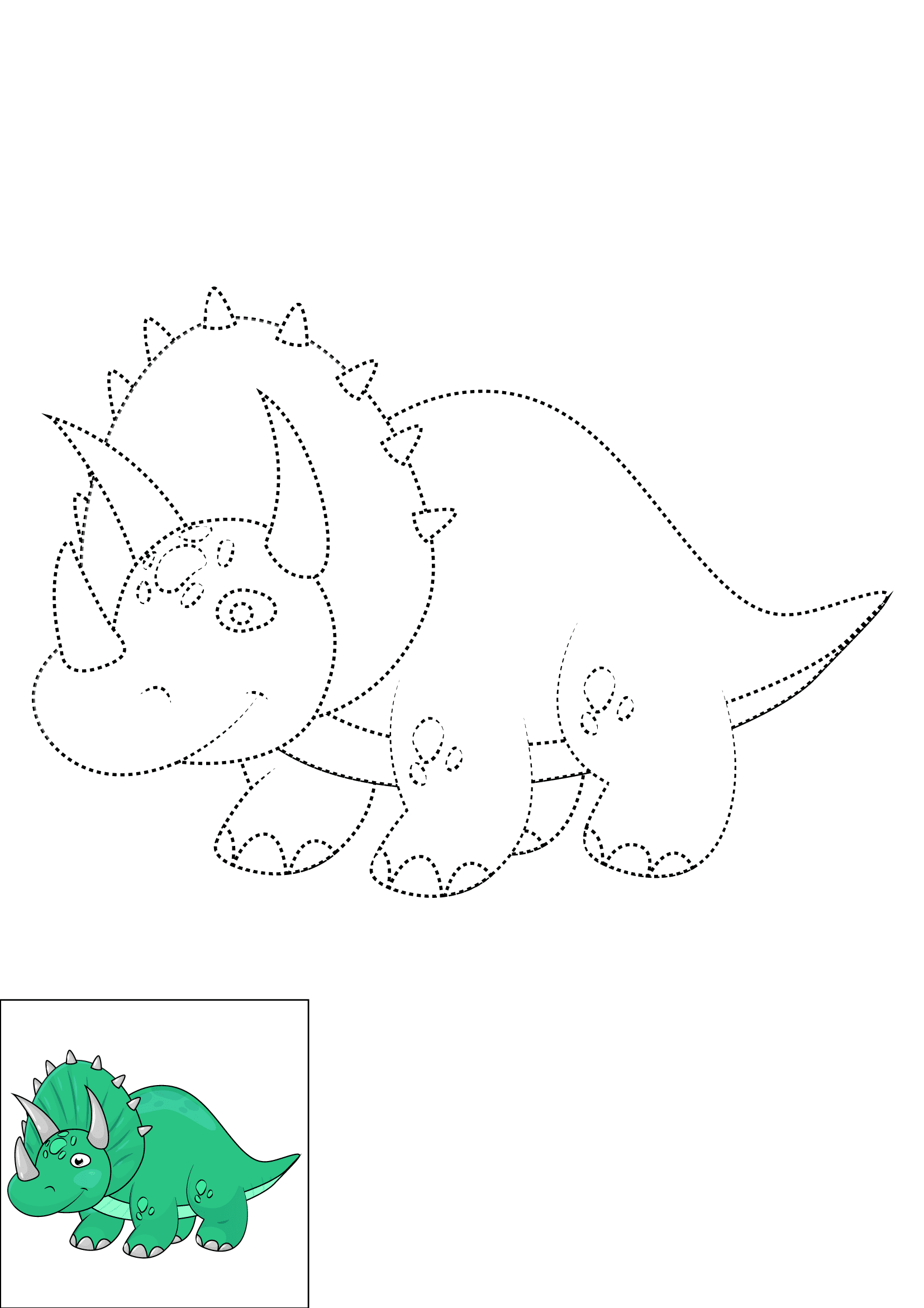 How to Draw A Triceratops Step by Step Printable Dotted
