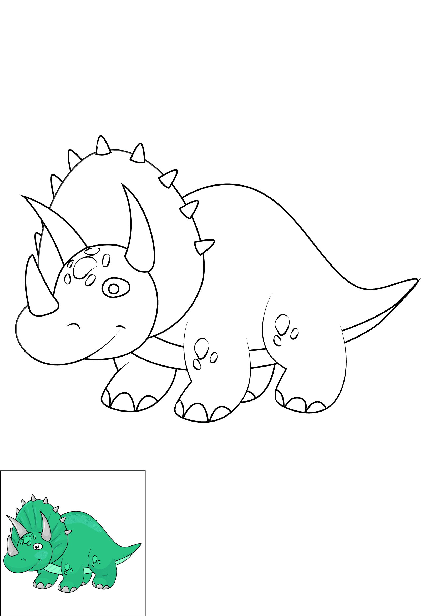 How to Draw A Triceratops Step by Step Printable Color