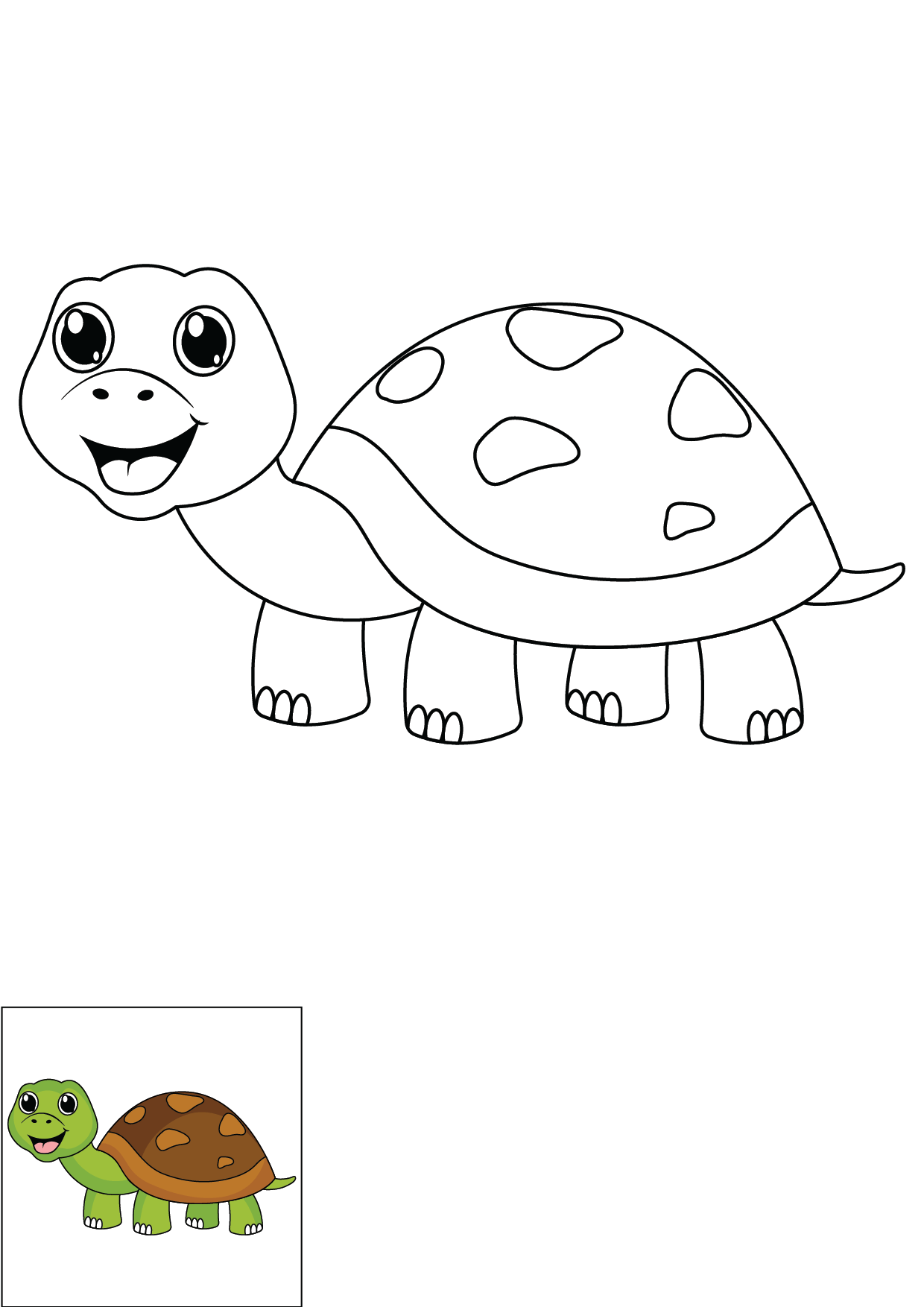 How to Draw A Turtle Step by Step Printable Color