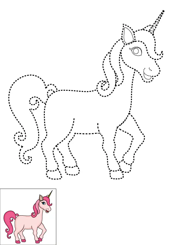 How to Draw A Unicorn Step by Step Printable Dotted