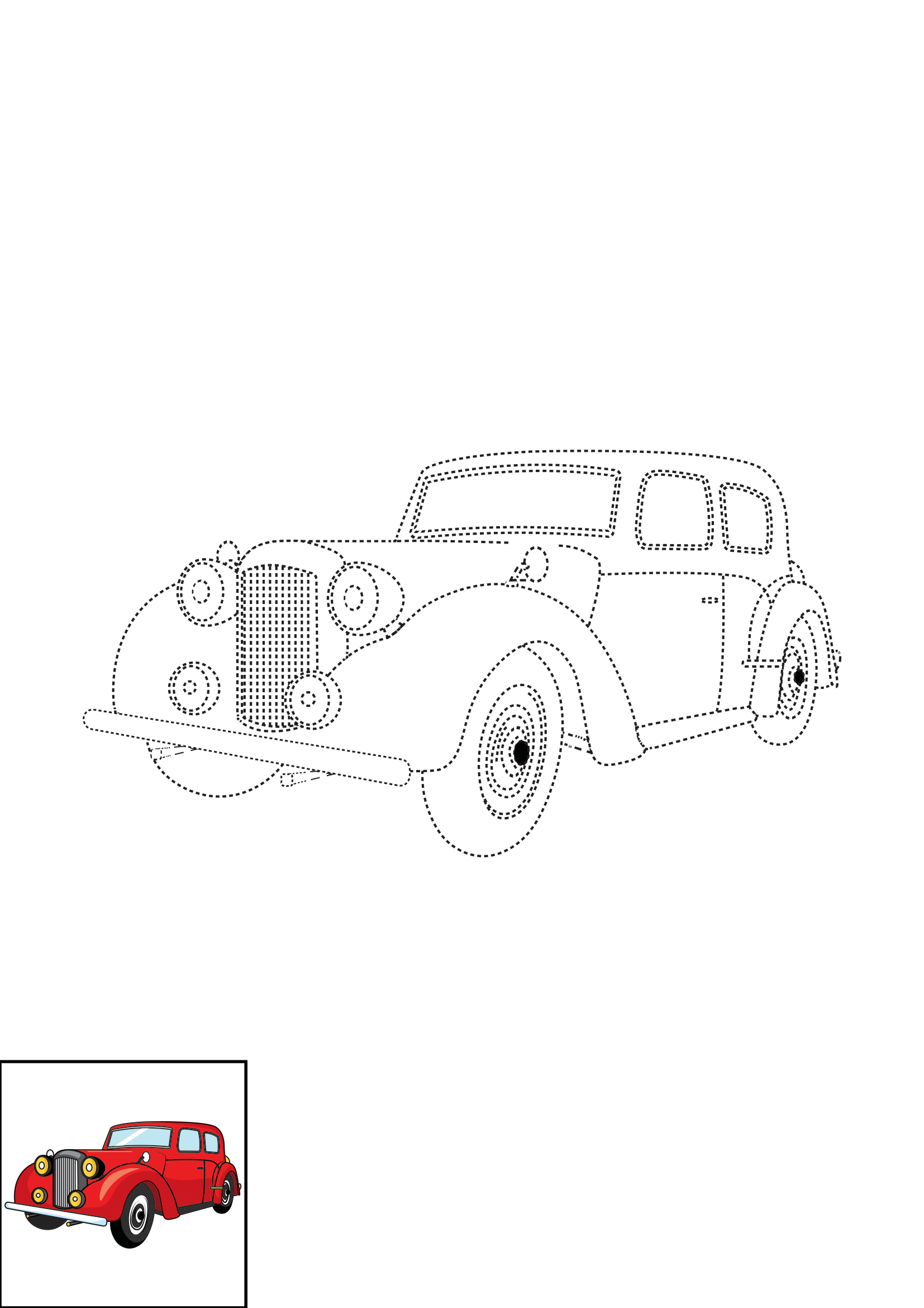 How to Draw A Vintage Car Step by Step Printable Dotted