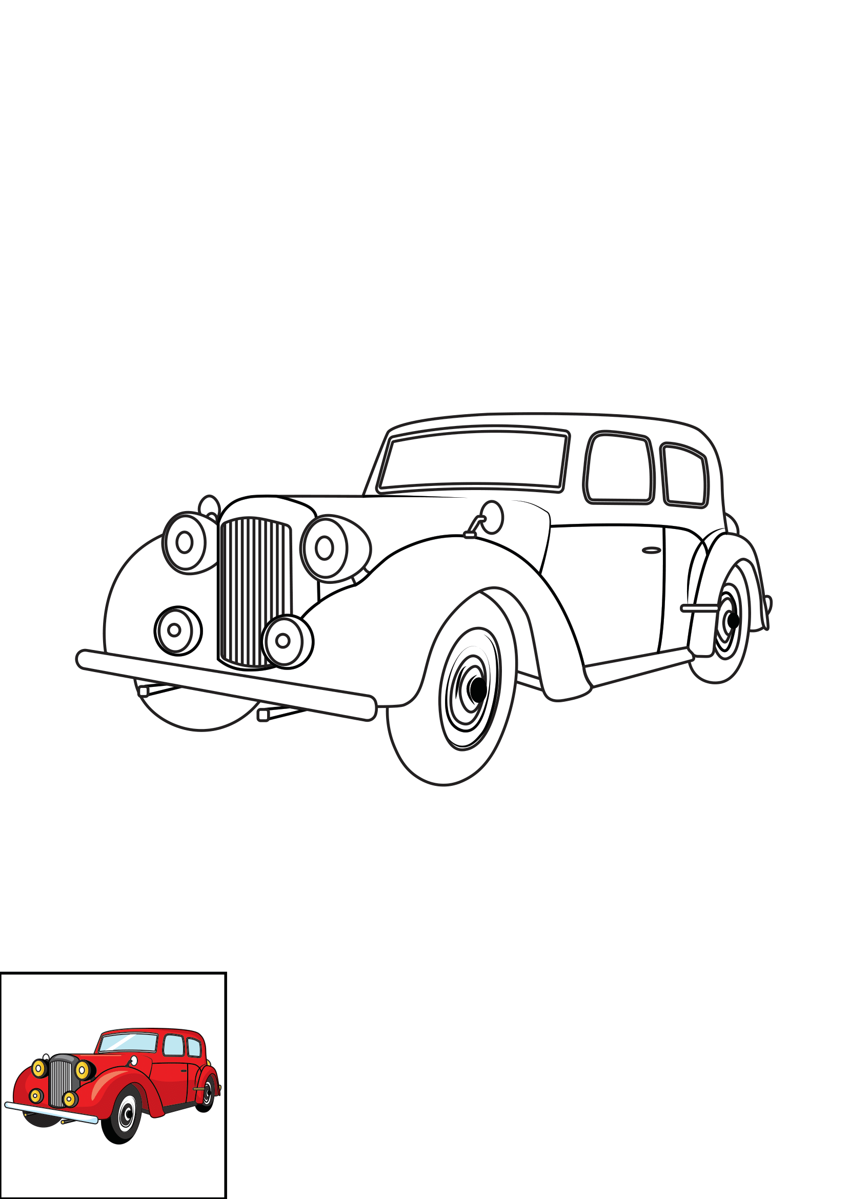 How to Draw A Vintage Car Step by Step Printable Color