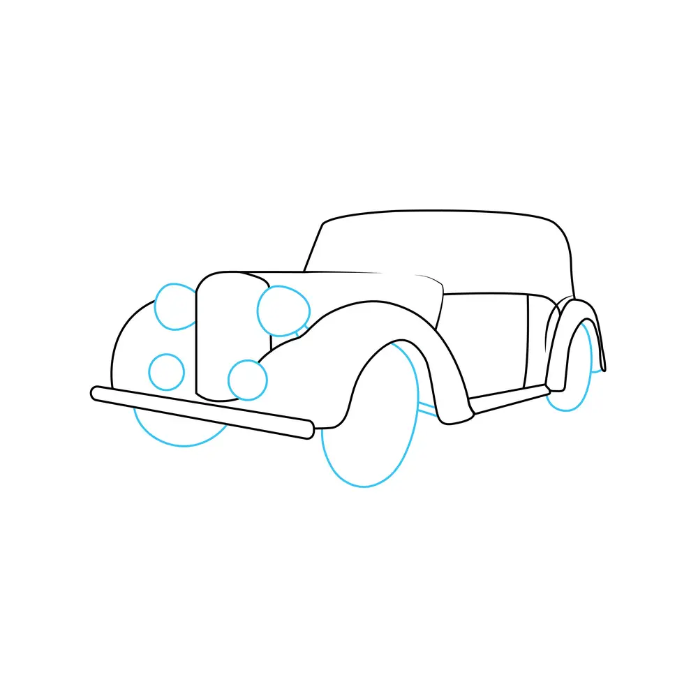 How to Draw A Vintage Car Step by Step Step  4