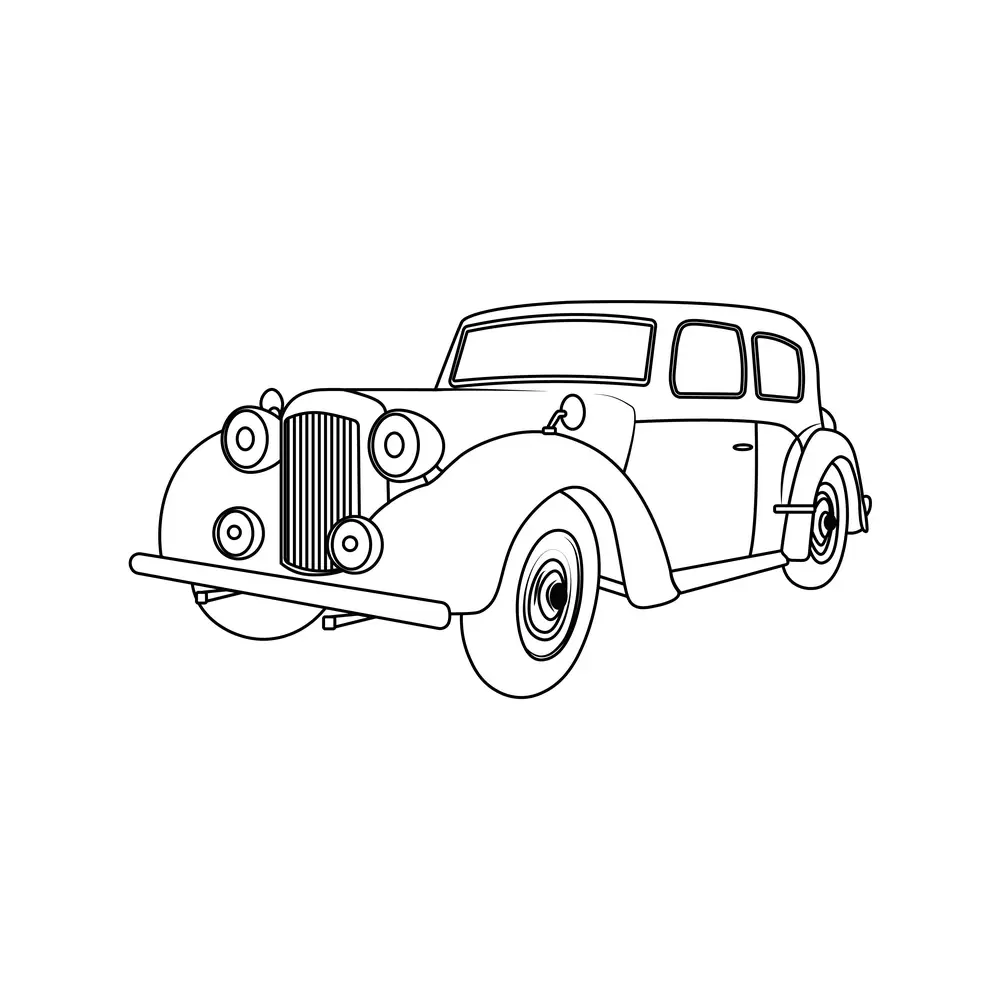 How to Draw A Vintage Car Step by Step Step  9