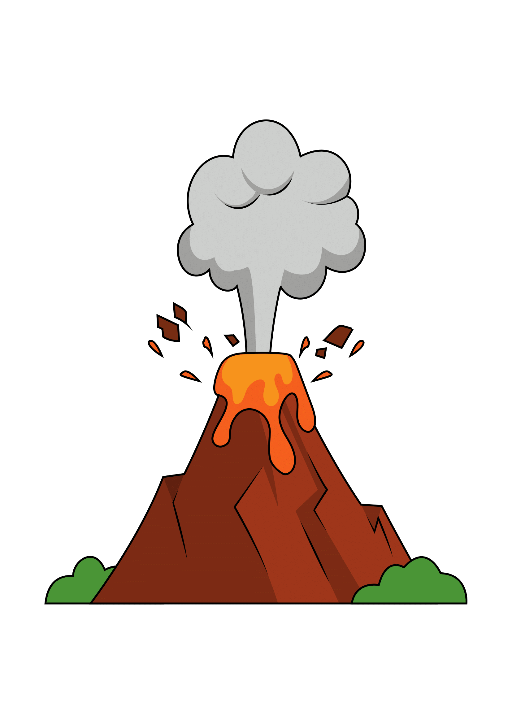 How to Draw A Volcano Step by Step Printable
