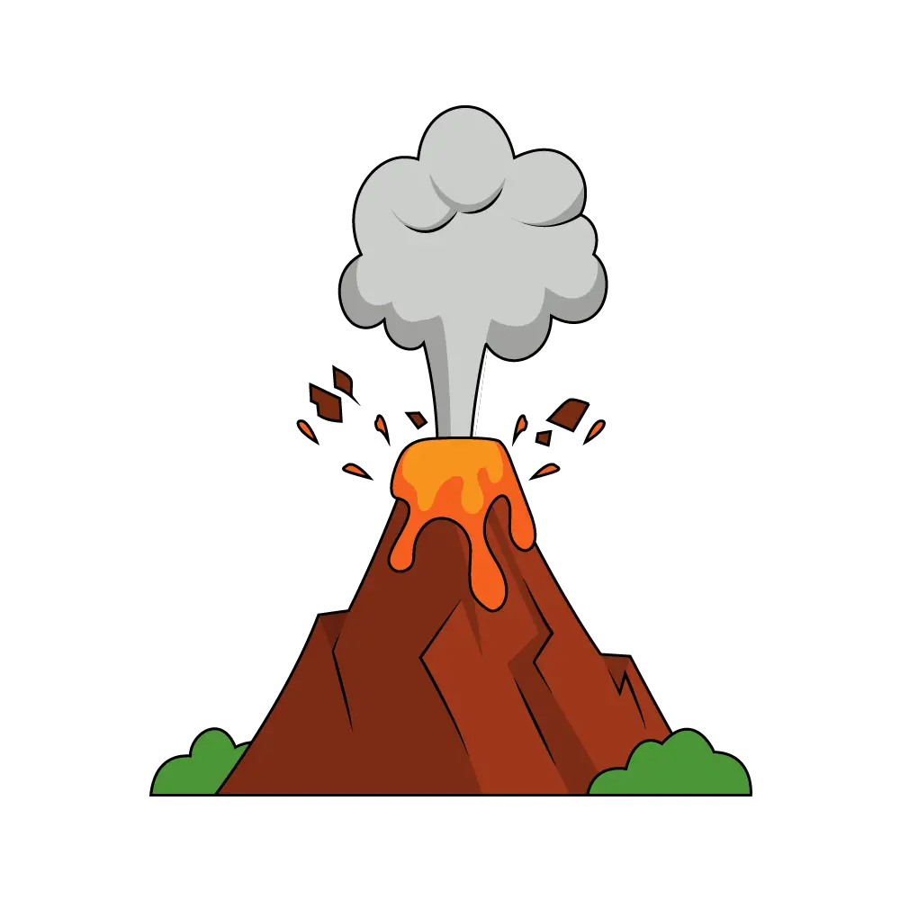 How to Draw A Volcano Step by Step Thumbnail