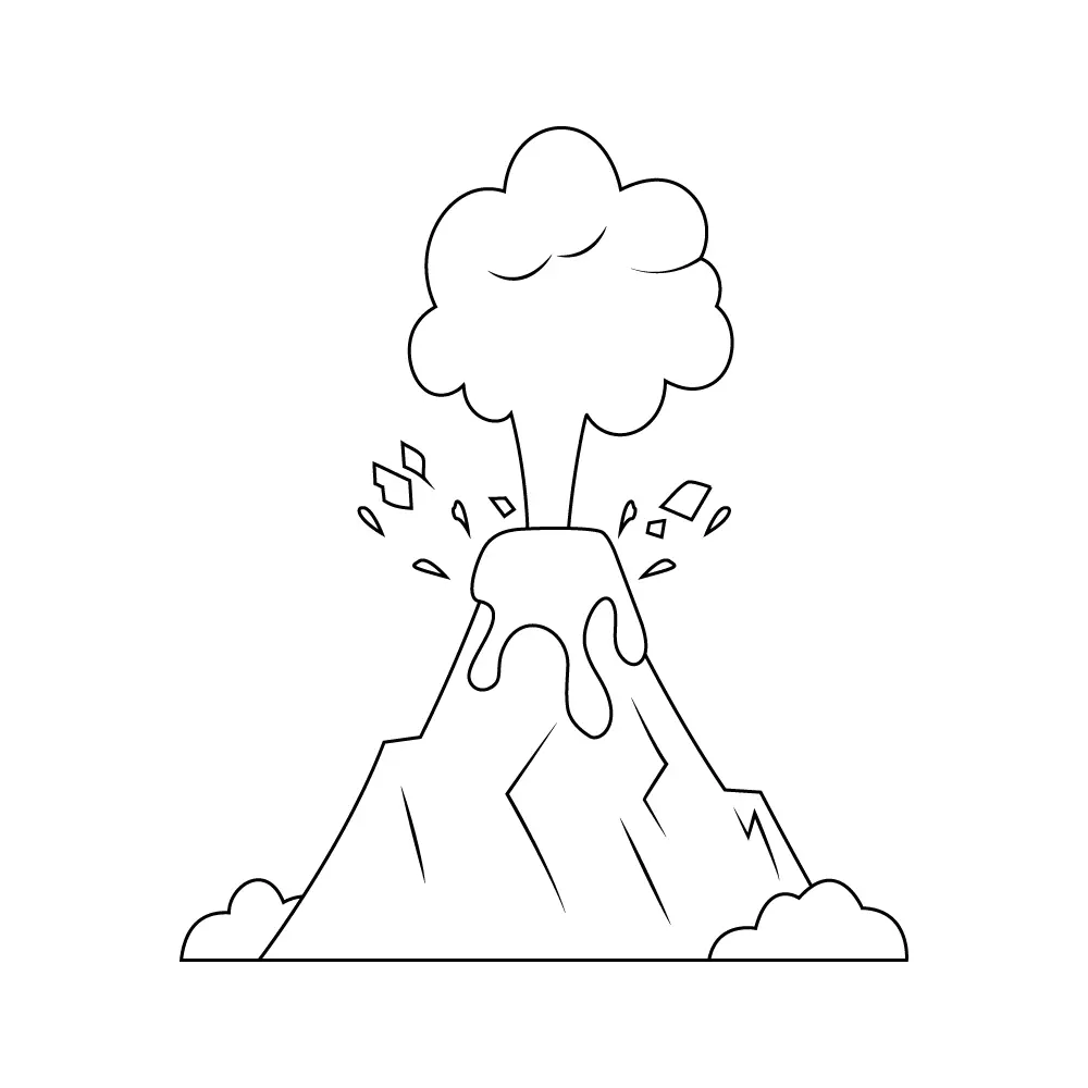 How to Draw A Volcano Step by Step Step  10