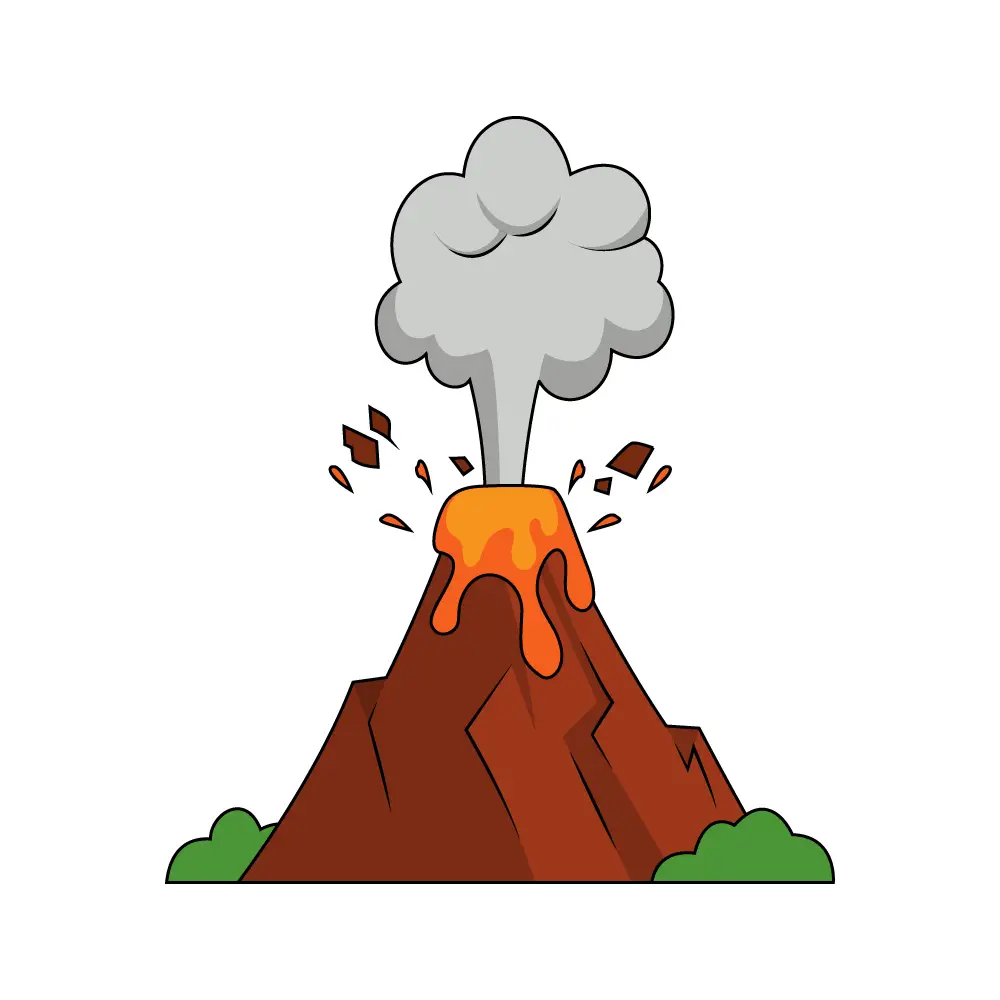 How to Draw A Volcano Step by Step Step  11