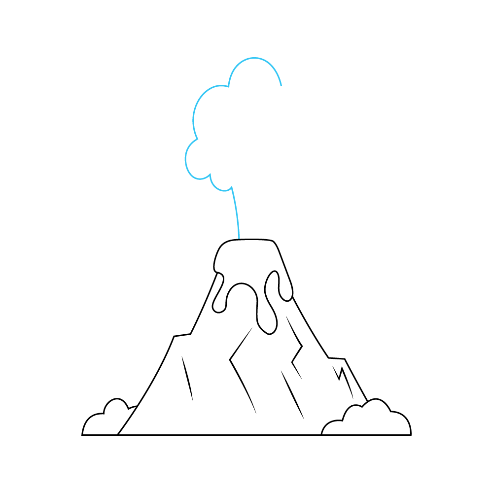 How to Draw A Volcano Step by Step Step  6