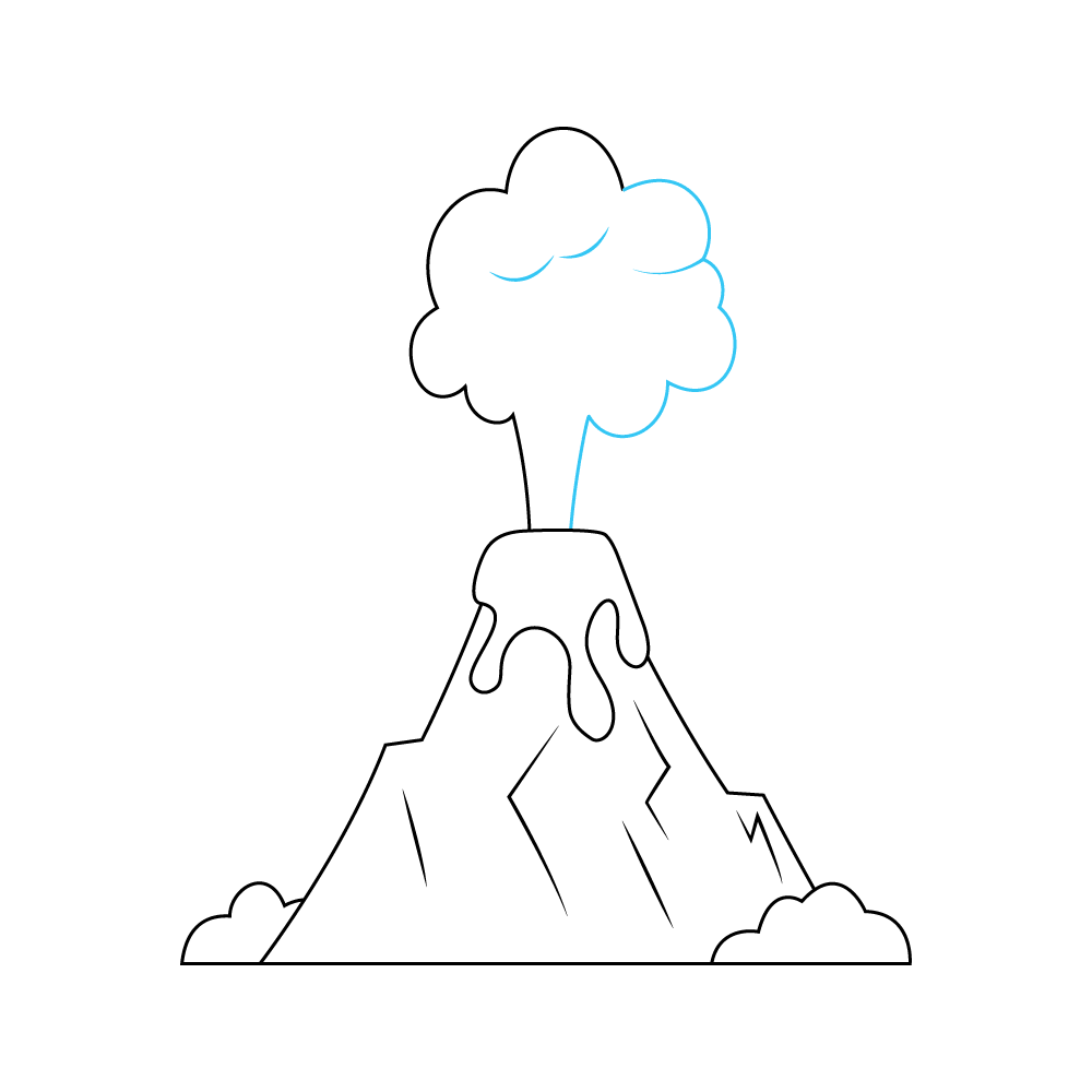 How to Draw A Volcano Step by Step Step  7